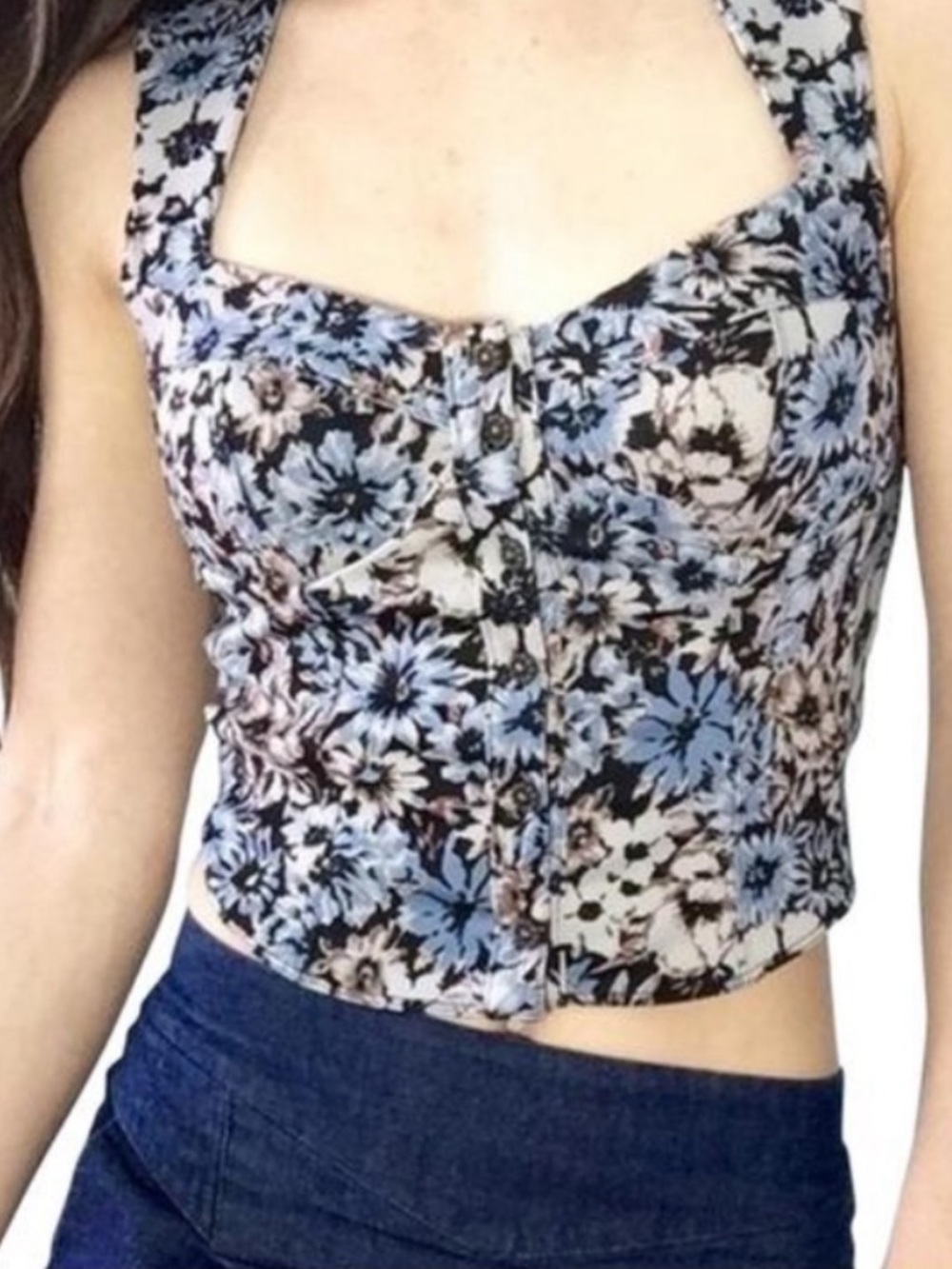 Free People New Romantics Corset Crop Floral Tank size Small - Picture 8 of 8